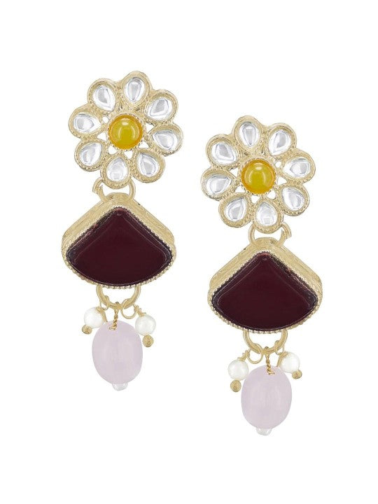 Gold Plated Artificial Stones and Beads Jewellery Set With Maangtika