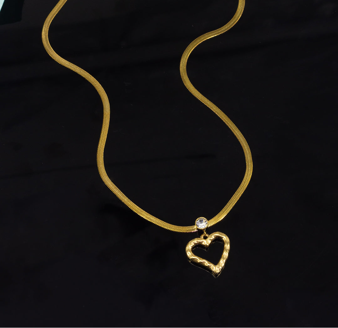 AD Heart Stainless Steel Trendy Chain Necklace