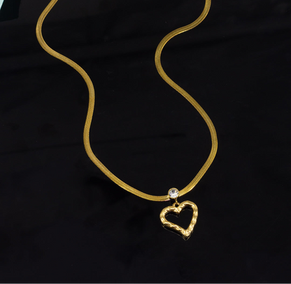 AD Heart Stainless Steel Trendy Chain Necklace