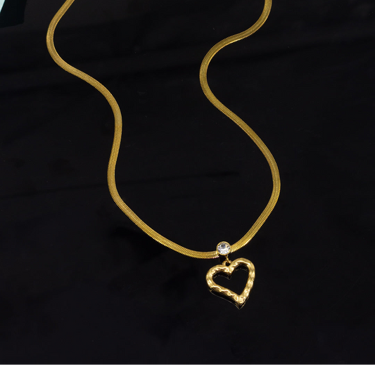 AD Heart Stainless Steel Trendy Chain Necklace