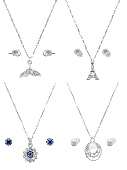 Pack of 4 Pendants & Earrings Set Gift