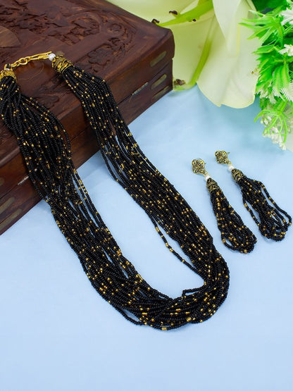 Black Beaded Jewellery Set