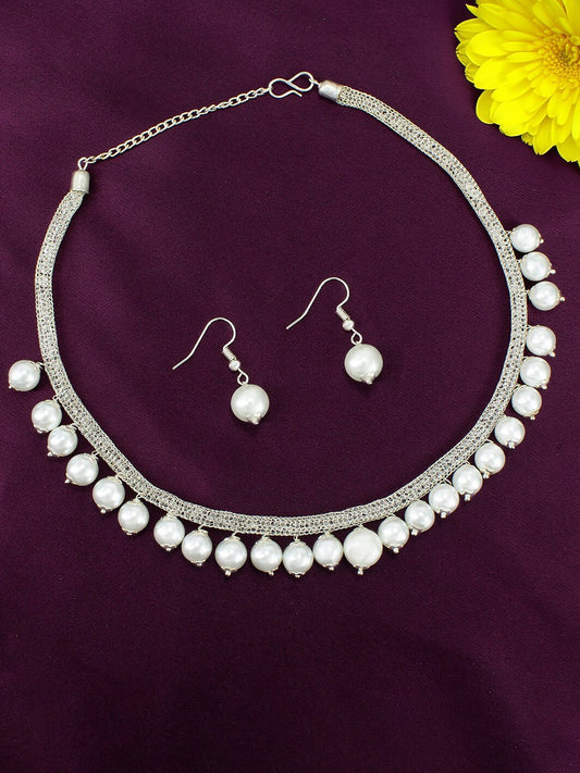 White Beads Drop Jewellery Set