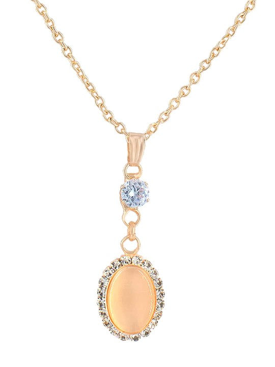 Rose Gold-Plated Stone-Studded Pendant Set