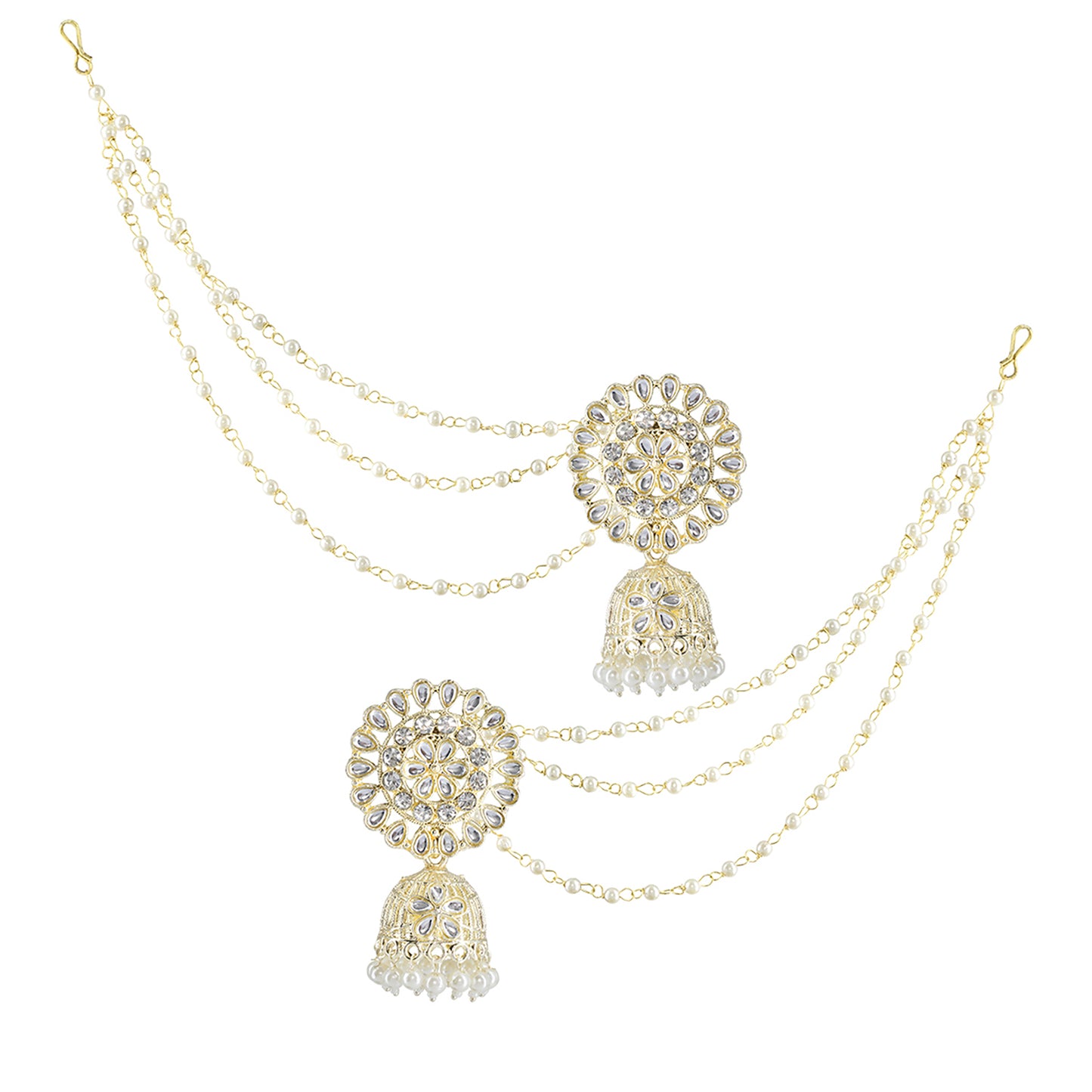 Floral Jhumka Earrings With Chain