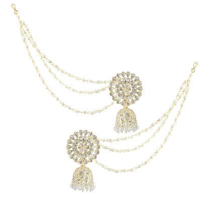 Floral Jhumka Earrings With Chain
