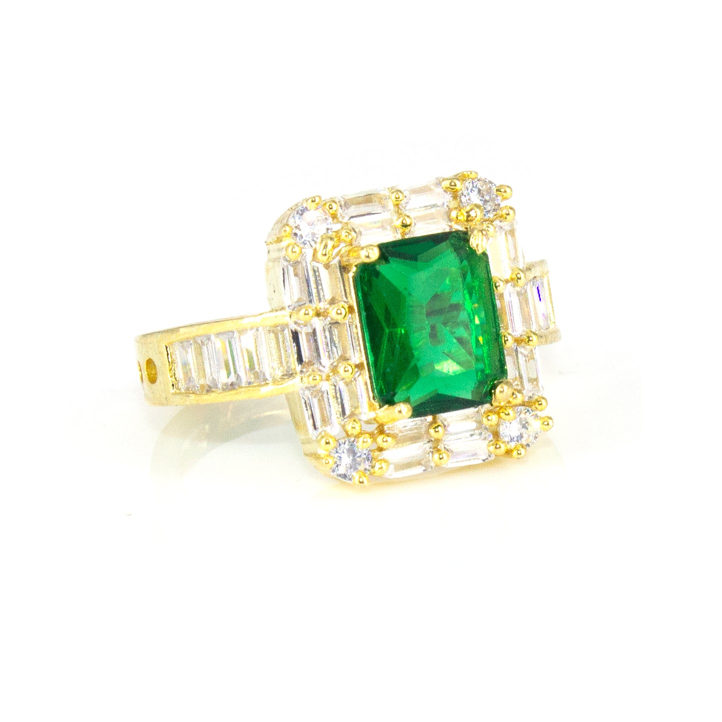Gold Plated Green AD Adjustable Ring For Women