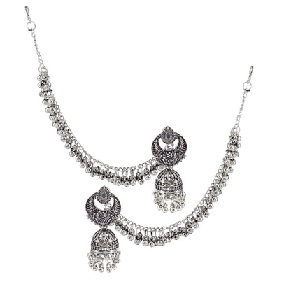 Chandbali Jhumka Earrings With Chain