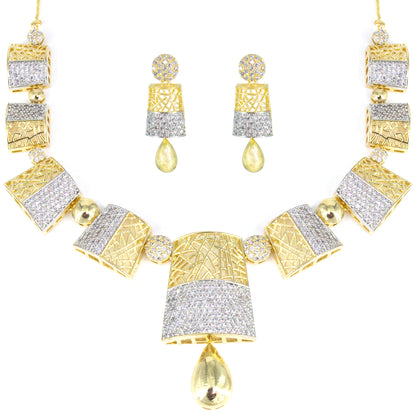Gold Plated AD Cocktail Jewellery Set For Women