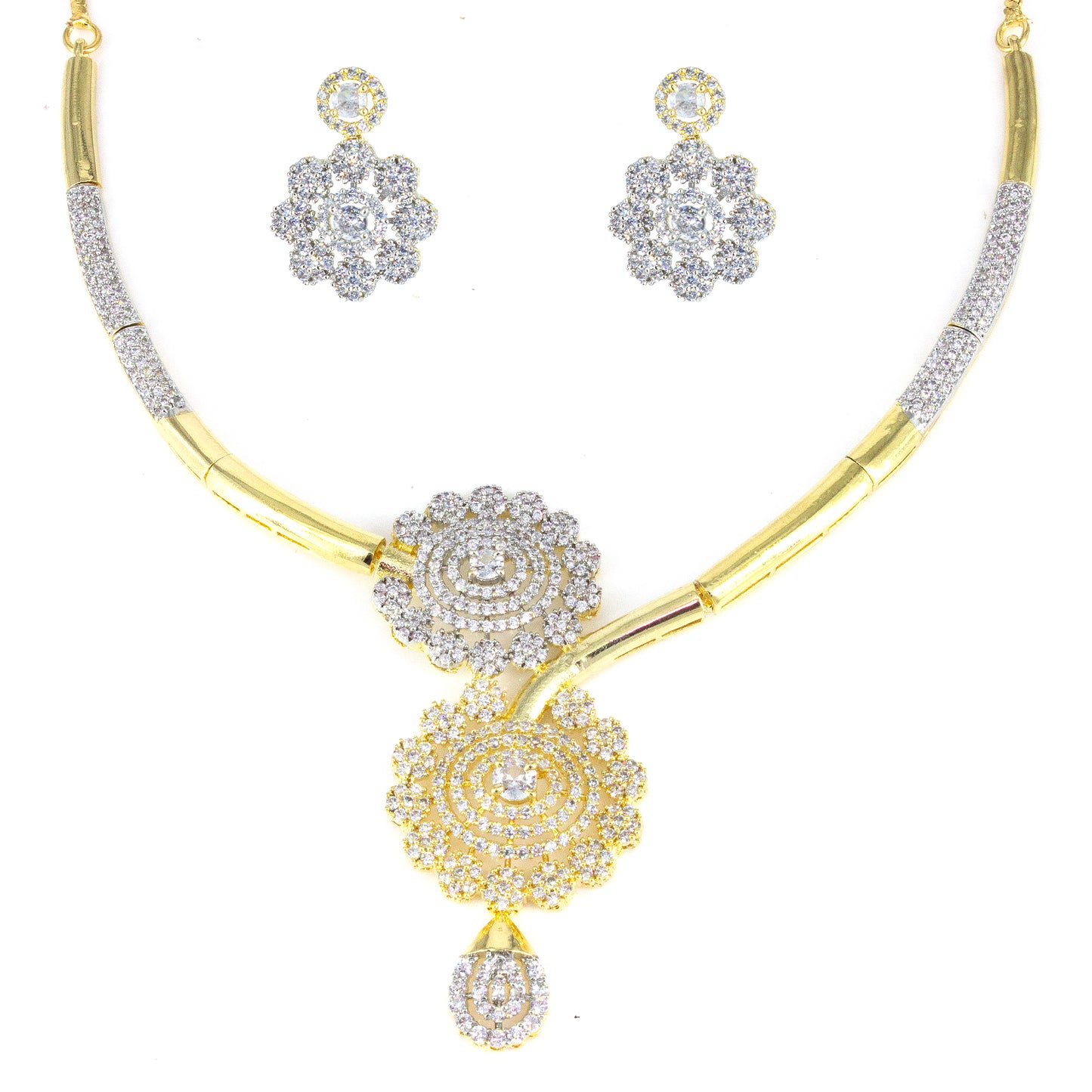 Gold Plated AD Minimal Designer Jewellery Set For Women