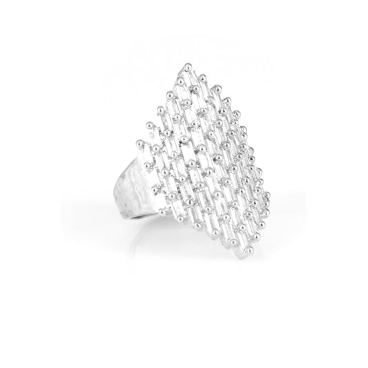 Silver Plated Baguette Premium AD Statement Ring – Oversized Designer Look