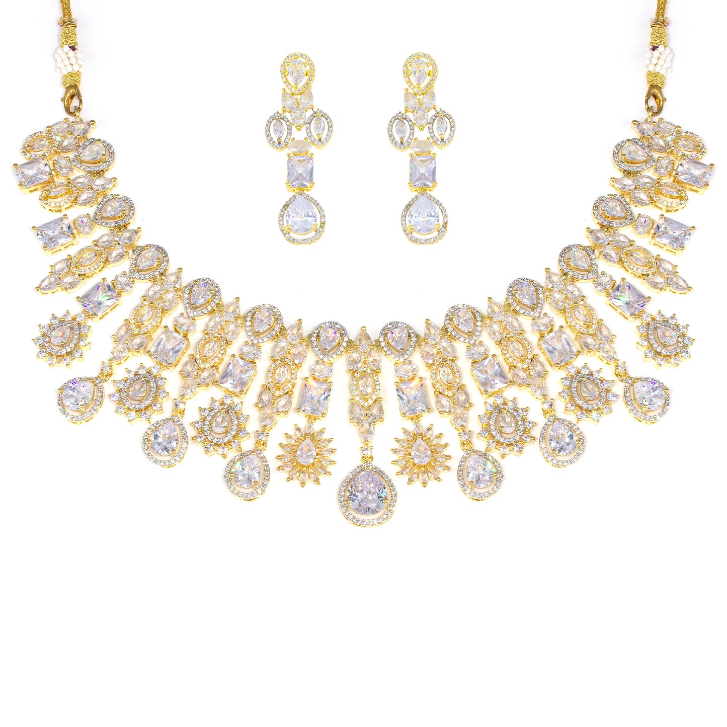 Gold Plated AD Semi-Bridal Jewellery Set For Women
