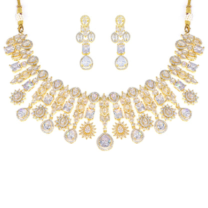 Gold Plated AD Semi-Bridal Jewellery Set For Women