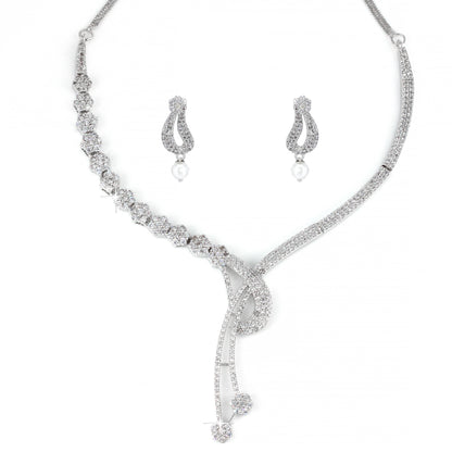 American Diamond Y-Shaped Designer Jewellery Set