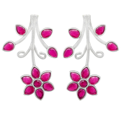Classic Pink Floral Drop Earrings