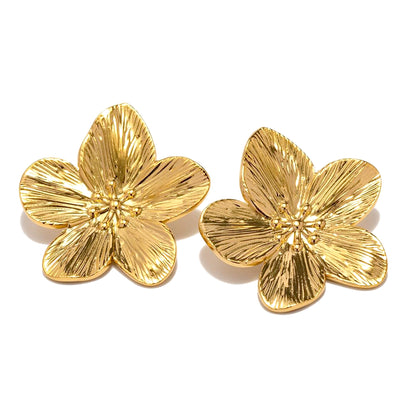 Stainless Steel Anti Tarnish Floral Stud Earrings