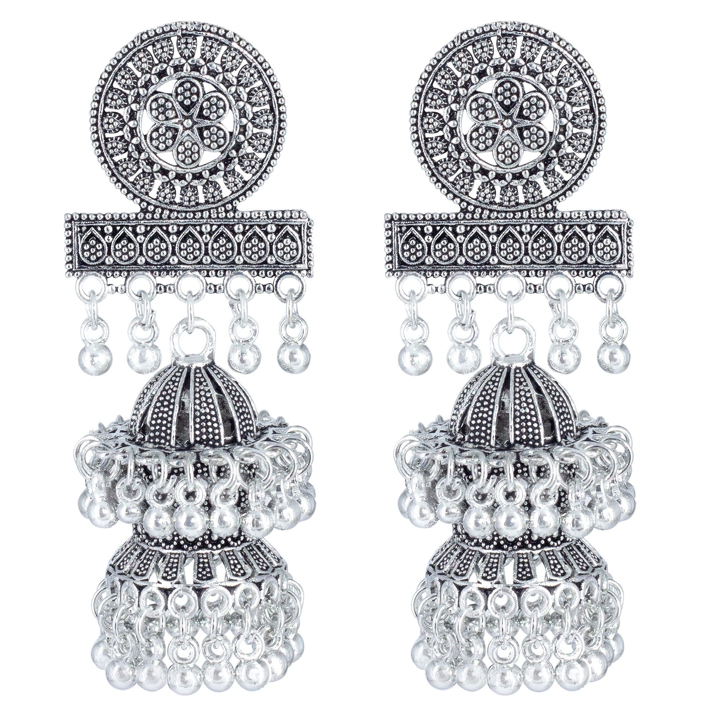 Floral Double Layered Jhumka Earrings