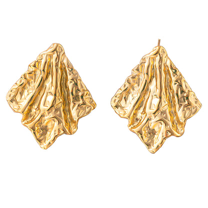 Stainless Steel Anti Tarnish Crushed Stud Earrings