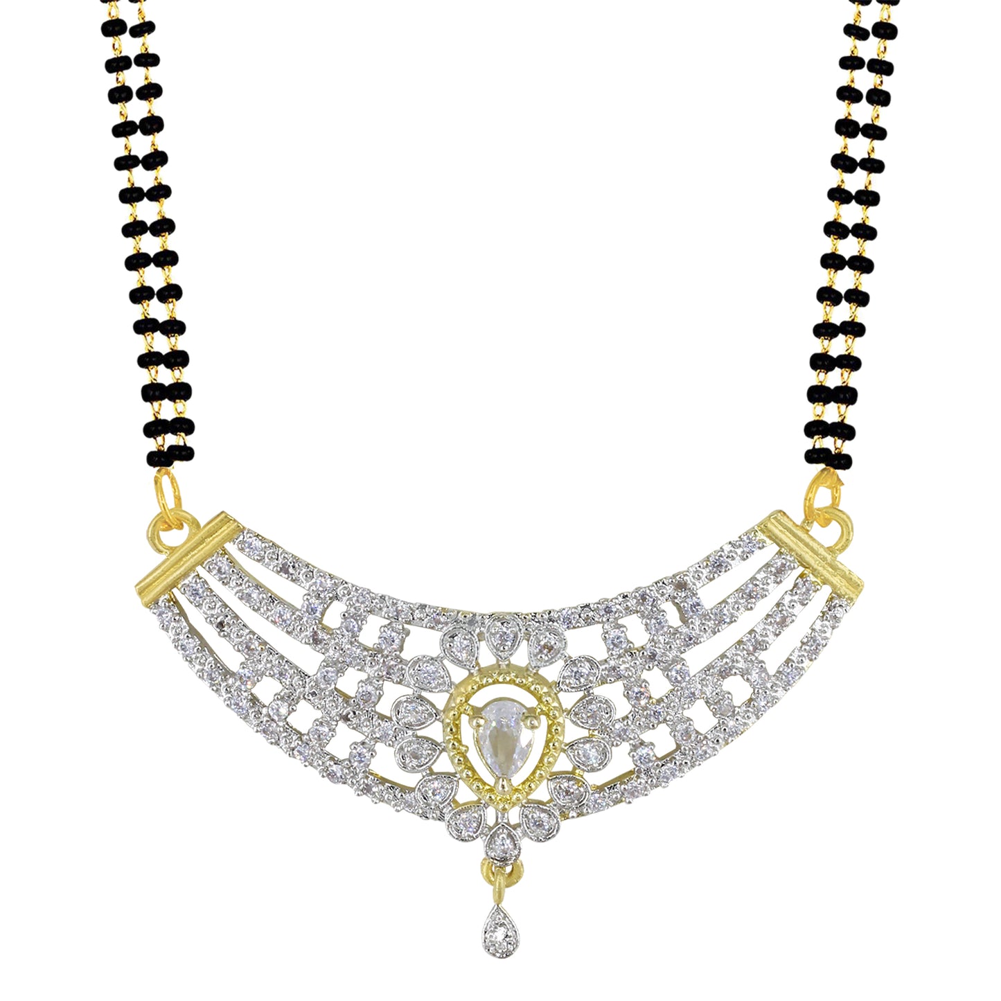 American Diamond & Black Beaded Mangalsutra