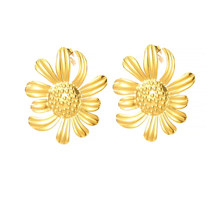 Stainless Steel Anti Tarnish Floral Stud Earrings