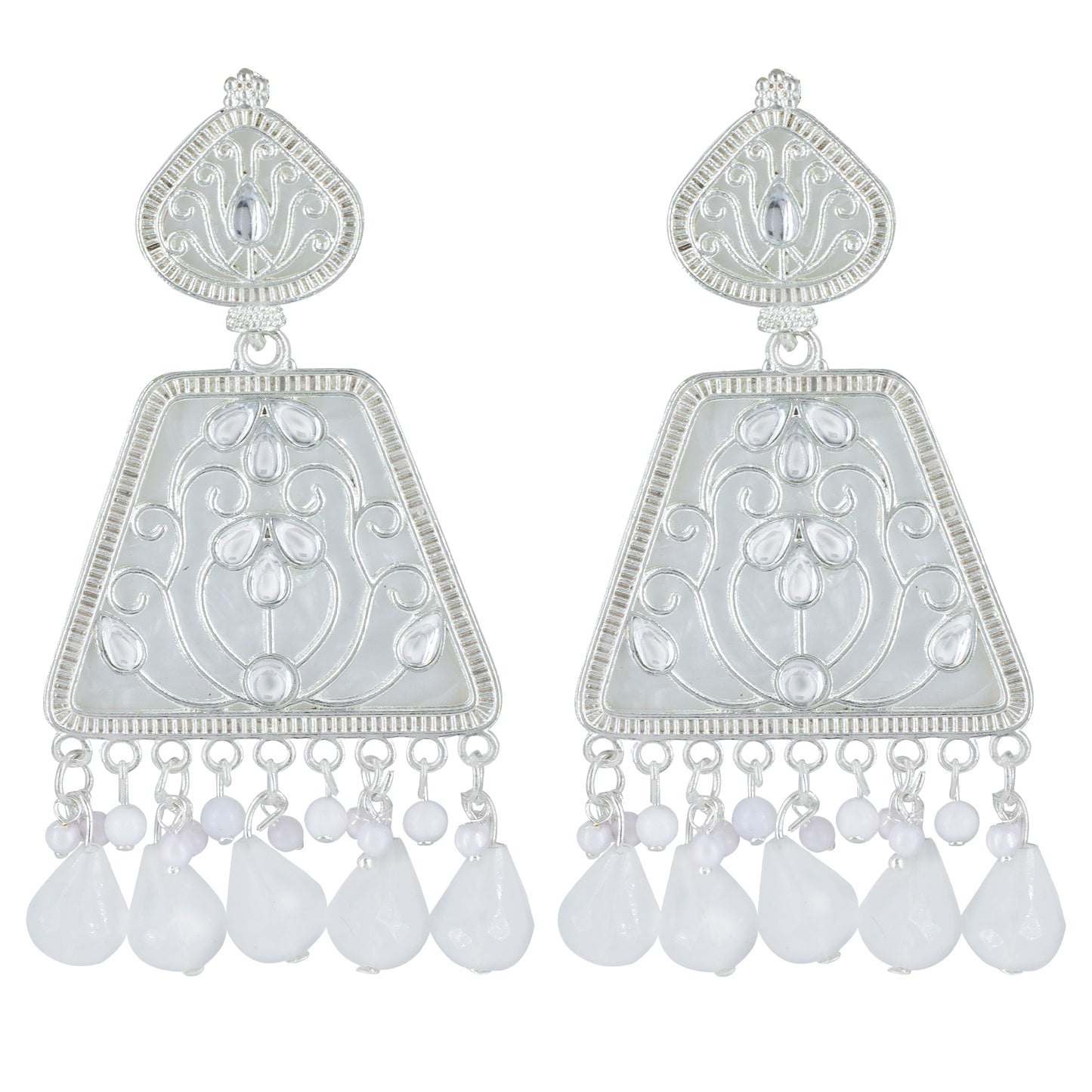 Floral Marble Finish Drop Earrings