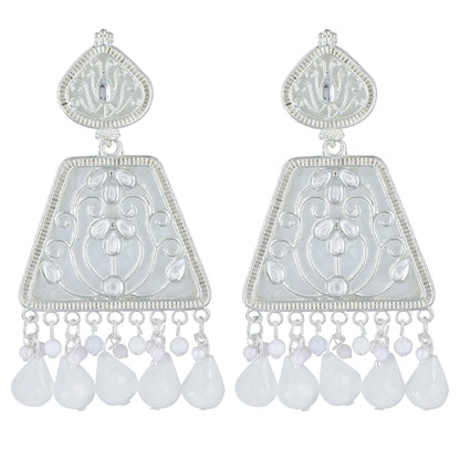 Floral Marble Finish Drop Earrings