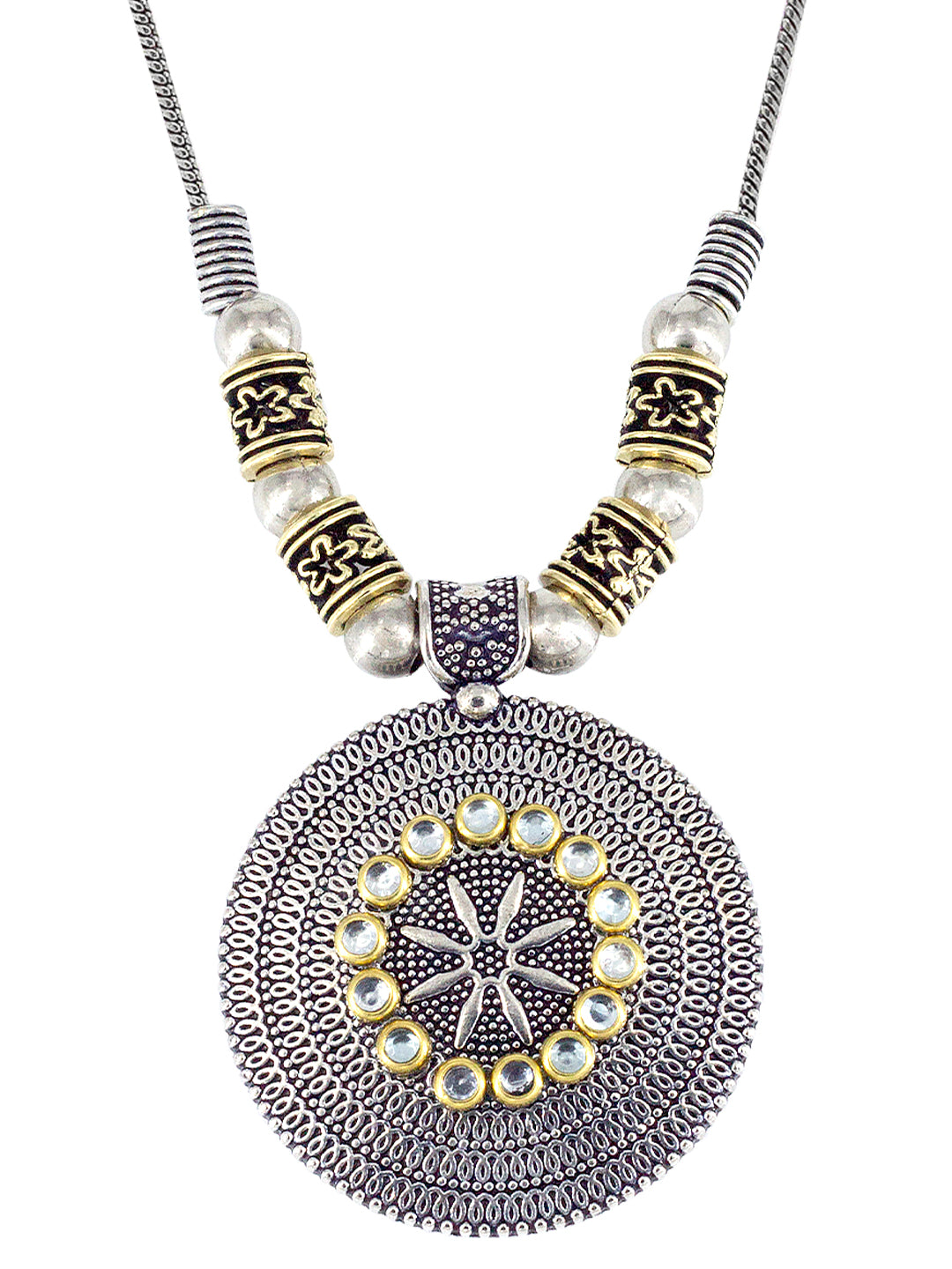 Oxidized Floral Chain Necklace