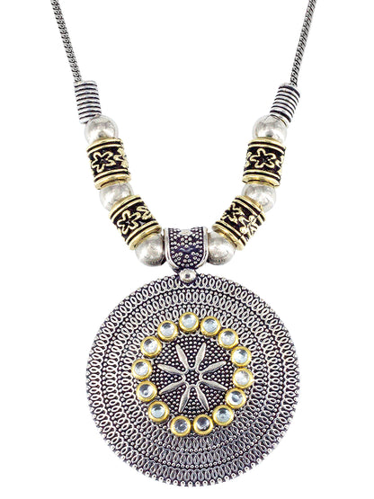 Oxidized Floral Chain Necklace