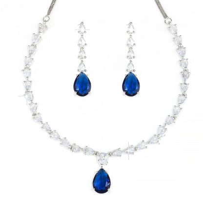 Blue Teardrop AD Jewellery Set