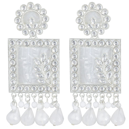 Floral Marble Finish Drop Earrings