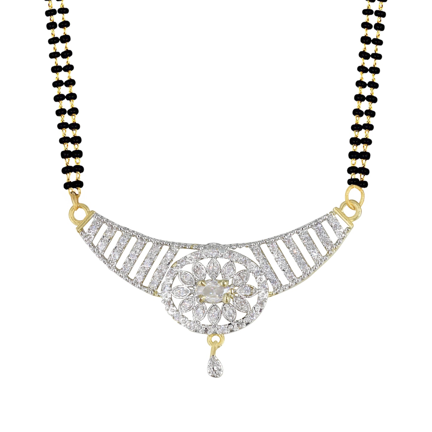 American Diamond & Black Beaded Mangalsutra