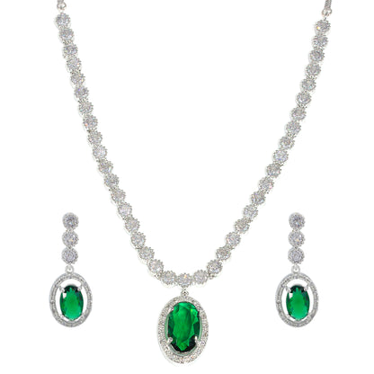 Green Oval AD Trendy Jewellery Set