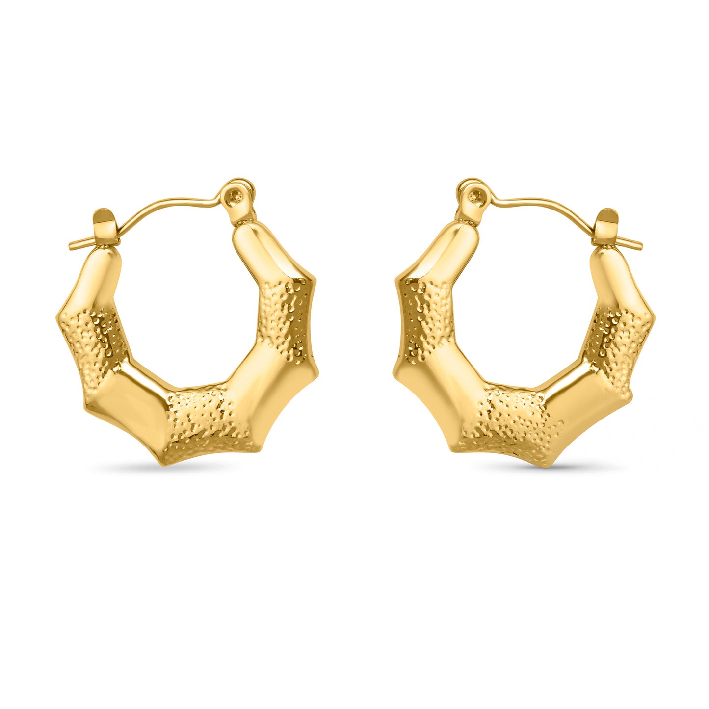 Stainless Steel Anti Tarnish Bamboo Hoop Earrings