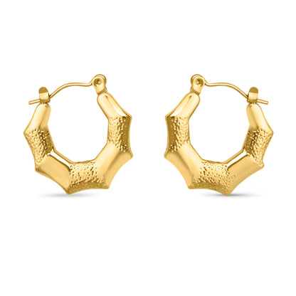 Stainless Steel Anti Tarnish Bamboo Hoop Earrings