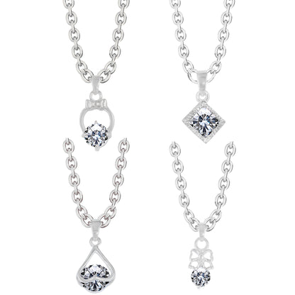 PRIVIU Round AD Chain Pendant Combo for Girls (Set of 4)