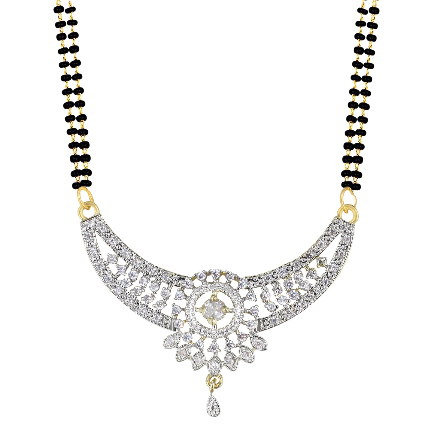 American Diamond & Black Beaded Mangalsutra