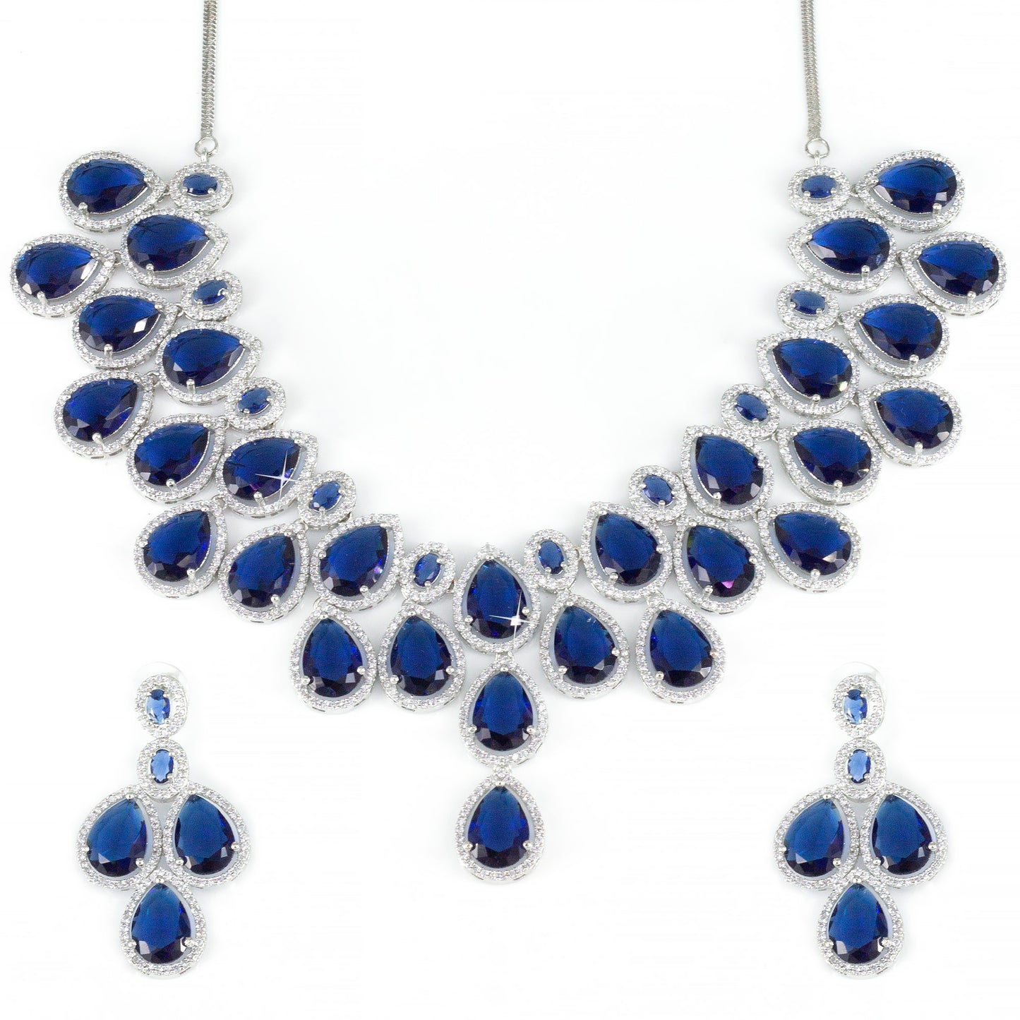 Blue AD Stone Studded Bridal Jewellery Set