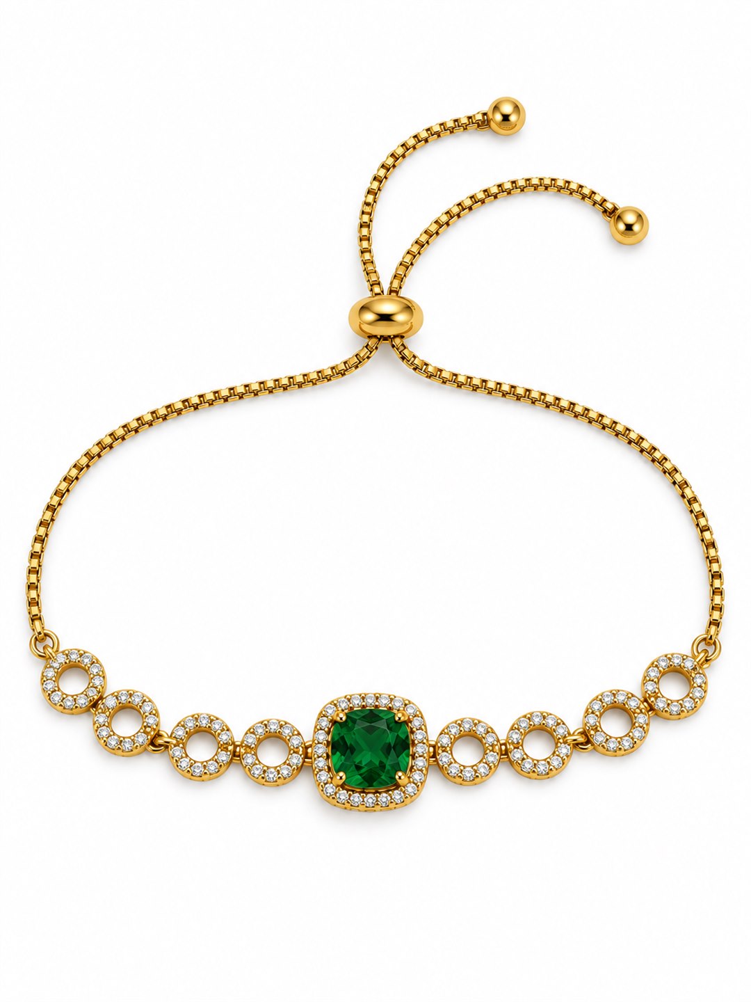 South India Gold Plated Green AD Bracelet for Women