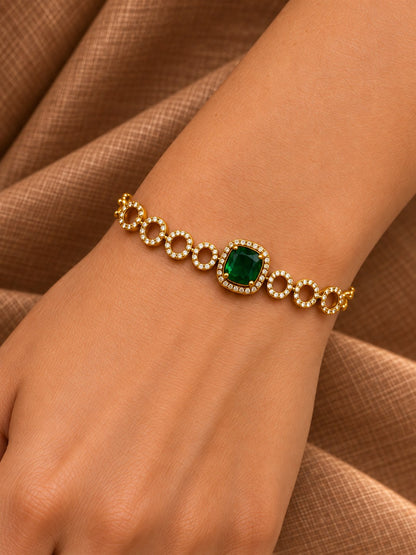 South India Gold Plated Green AD Bracelet for Women