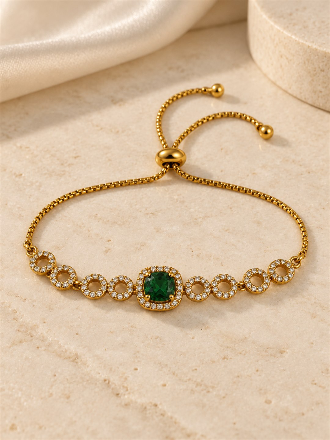 South India Gold Plated Green AD Bracelet for Women