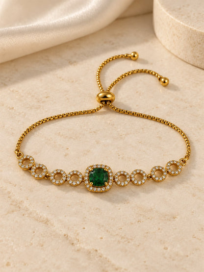 South India Gold Plated Green AD Bracelet for Women