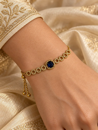 South India Gold Plated Blue AD Bracelet for Women