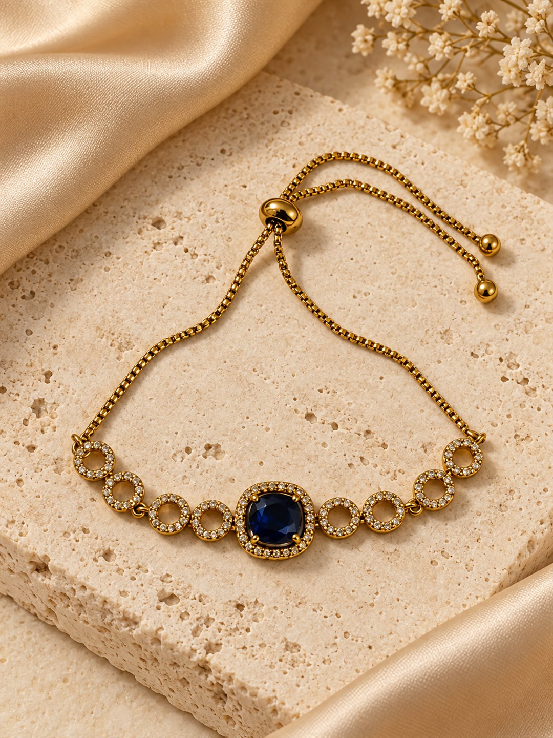 South India Gold Plated Blue AD Bracelet for Women