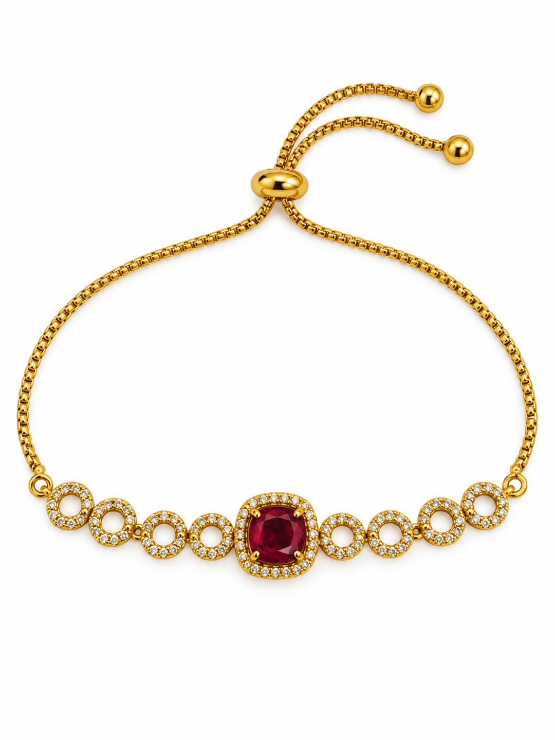 South India Gold Plated Red AD Bracelet for Women