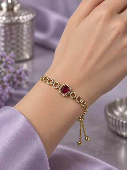 South India Gold Plated Red AD Bracelet for Women