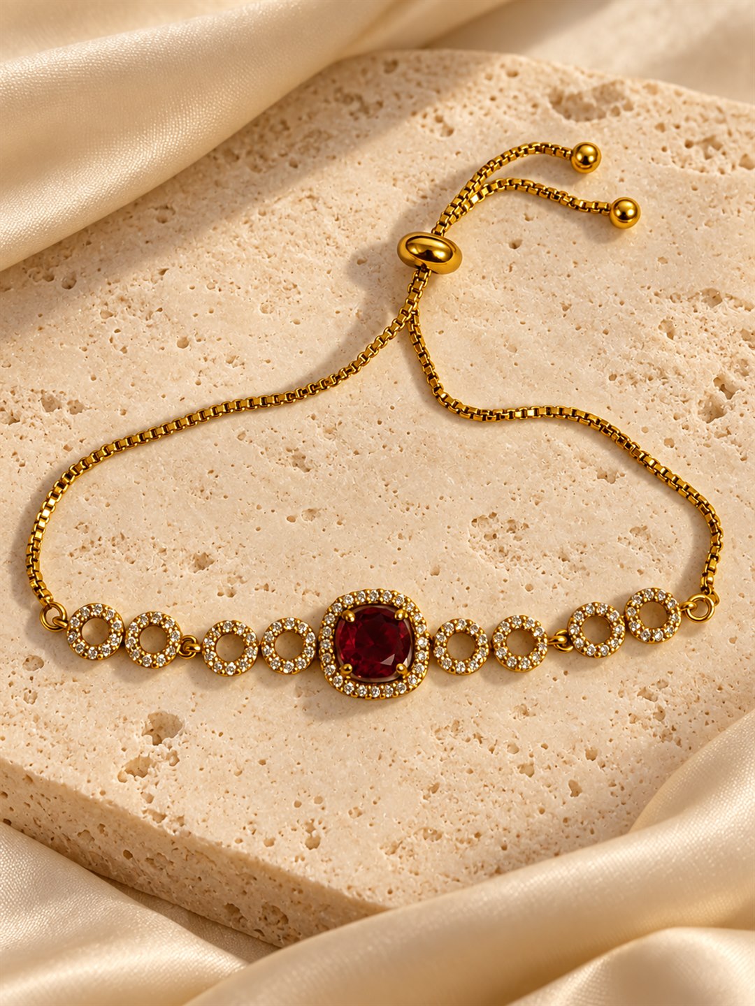 South India Gold Plated Red AD Bracelet for Women