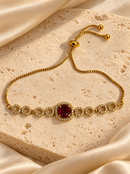 South India Gold Plated Red AD Bracelet for Women