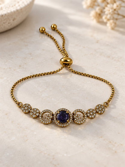 South Indian Gold Plated Purple AD Adjustable Bracelet for Women