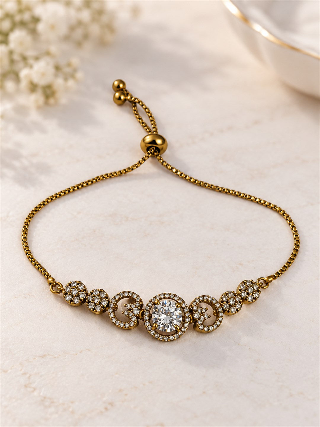 South Indian Gold Plated AD Adjustable Bracelet for Women