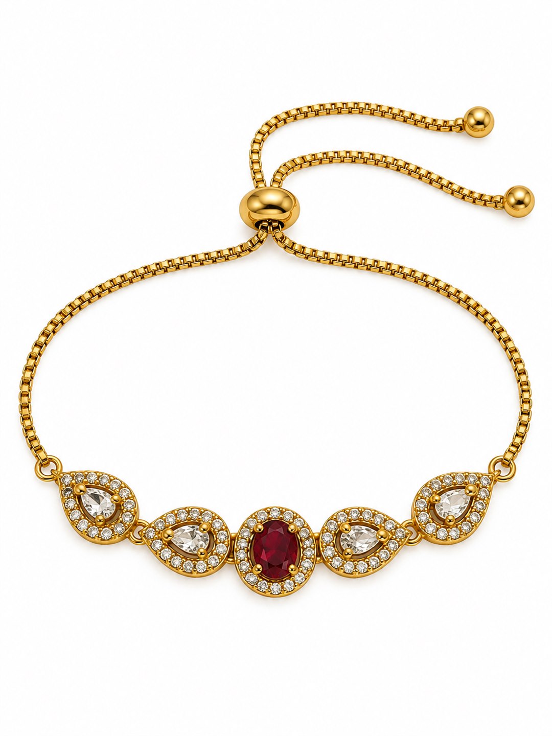 South India Gold Plated Red AD Bracelet for Women